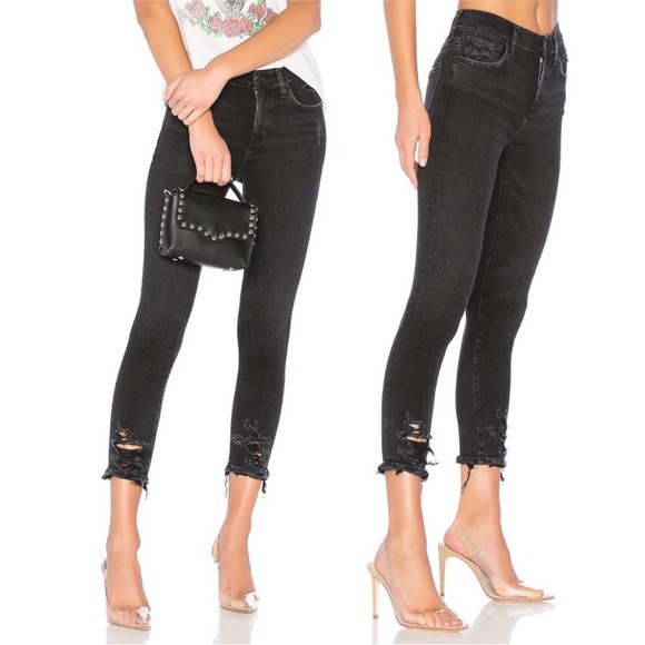 Agolde Denim - Agolde Sophie Mid Rise Skinny Crop Jean Distressed Temple Washed Black 27